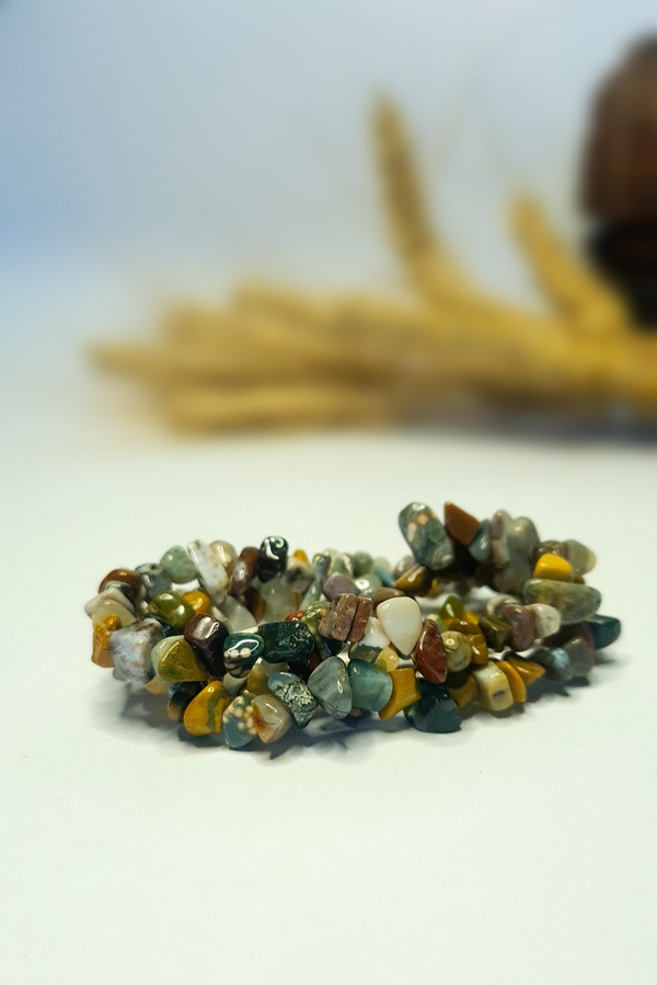 Bracelet Baroques (Chips) - Jaspe Océan