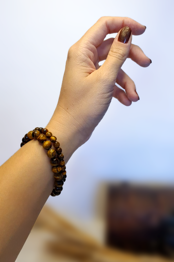 Bracelet en pierres roulées - Oeil de Tigre