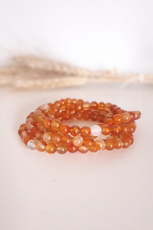 Bracelet Cornaline perles orange rouge chaleureux - Calcédoine créativité feu intérieur sensualité
