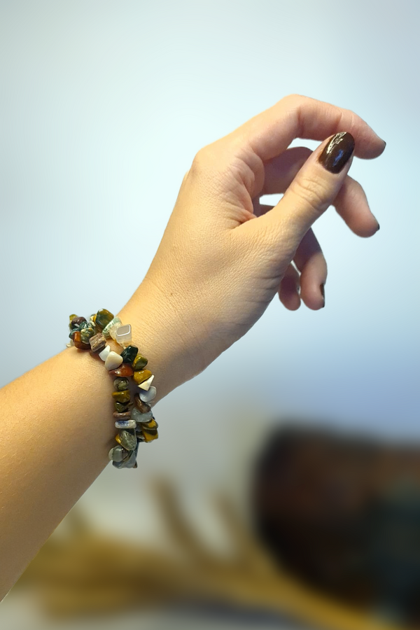 Bracelet Baroques (Chips) - Jaspe Océan