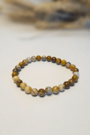 Bracelet Agate Crazy Lace 6mm pierres roulées lithothérapie - Pierre du Rire joie optimisme motifs dentelle uniques