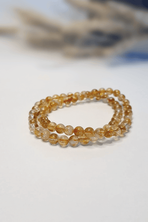 Bracelet Citrine perles jaune solaire chaleureux - Quartz doré abondance rayonnement intérieur fil orange