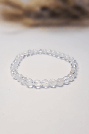 Bracelet Cristal de Roche 6mm pierres roulées transparentes lithothérapie - Pierre maîtresse amplificateur universel clarté