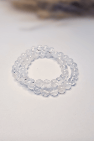 Bracelet Cristal de Roche perles transparentes brillantes - Quartz amplificateur compassion confiance