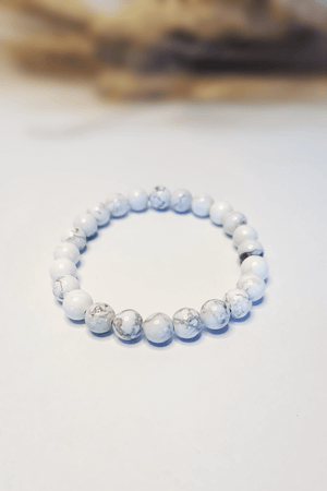 Bracelet Howlite 8mm pierres blanches veines grises - Pierre clarté mentale créativité joie vivre