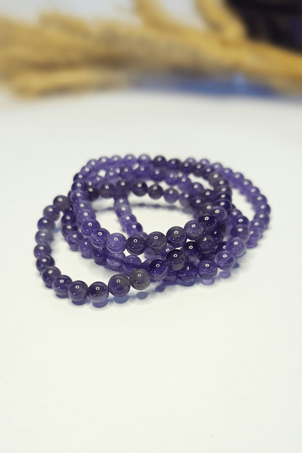 Bracelets Améthyste 6mm pierres roulées violettes artisanal lithothérapie