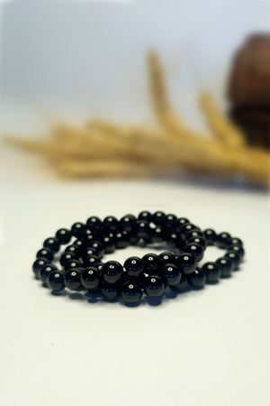 Bracelet en pierres roulées - Obsidienne Noire