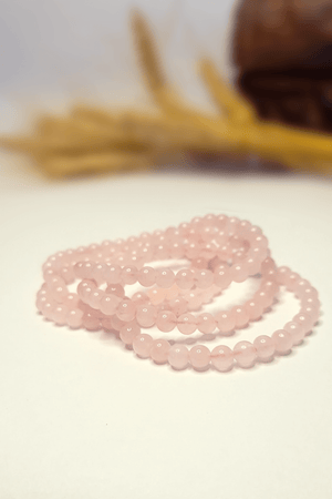 Bracelet pierres roulées Quartz Rose 6mm - Bijou lithothérapie rose pour chakra du cœur