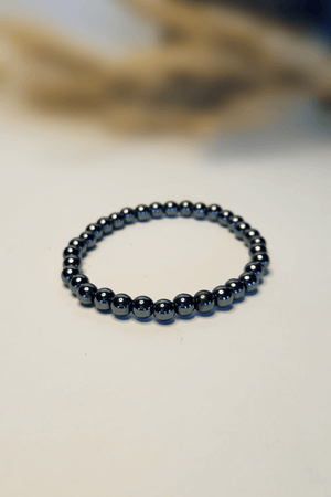 Bracelet Hématite 6mm pierres métalliques brillantes - Oxyde fer ancrage calme mental anti-stress
```