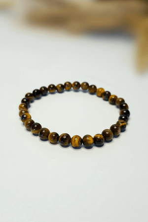 
Bracelet Œil de Tigre 6mm pierres roulées chatoyantes lithothérapie - Protection miroir confiance en soi reflets dorés