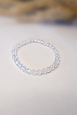 Bracelet Cristal de Roche 8mm pierres transparentes polies - Quartz clair amplification purification énergétique