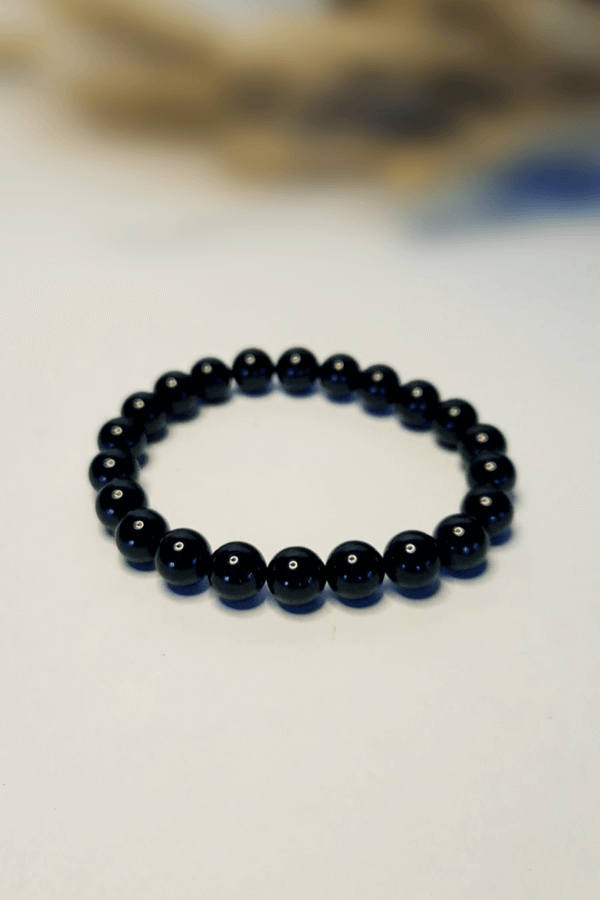 Bracelet Tourmaline Noire 8mm pierres roulées noires brillantes - Ancrage puissant protection électromagnétique
