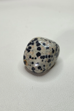 Pierre roulée Jaspe Dalmatien unique taches naturelles tourmaline - Pierre imagination créativité enfant intérieur régulation émotions