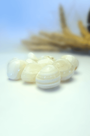 Pierre roulée Agate Blanche naturelle lithothérapie - Lot de pierres blanches polies pour paix et communication