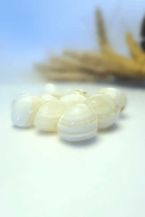 Pierre roulée Agate Blanche naturelle lithothérapie - Lot de pierres blanches polies pour paix et communication