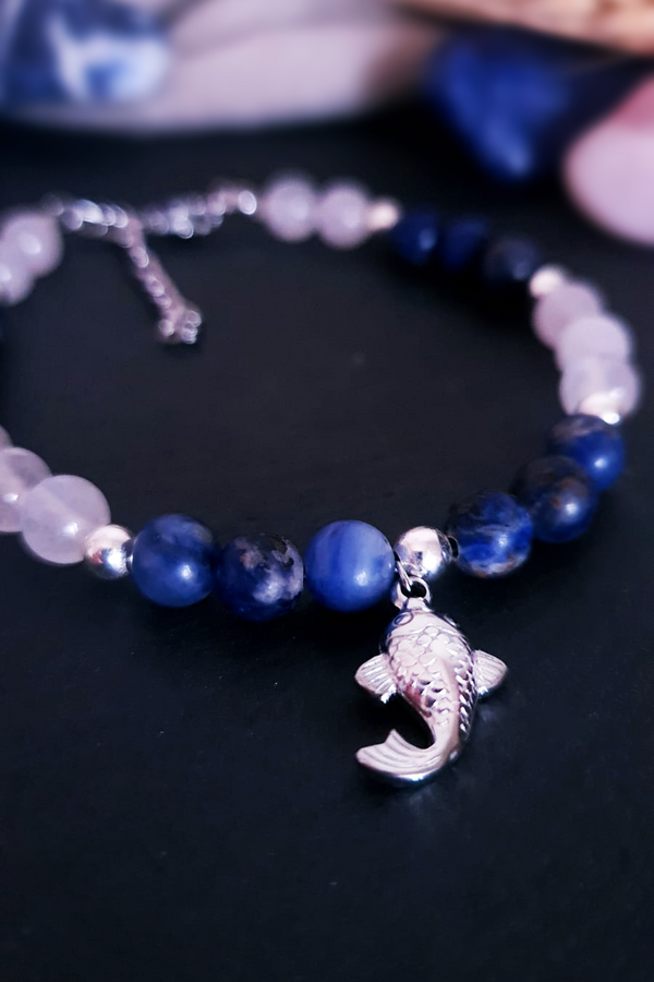 Bracelet Sodalite - Quartz Rose | Sérénité et Détermination
