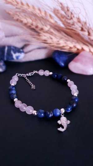Bracelet Sodalite - Quartz Rose | Sérénité et Détermination